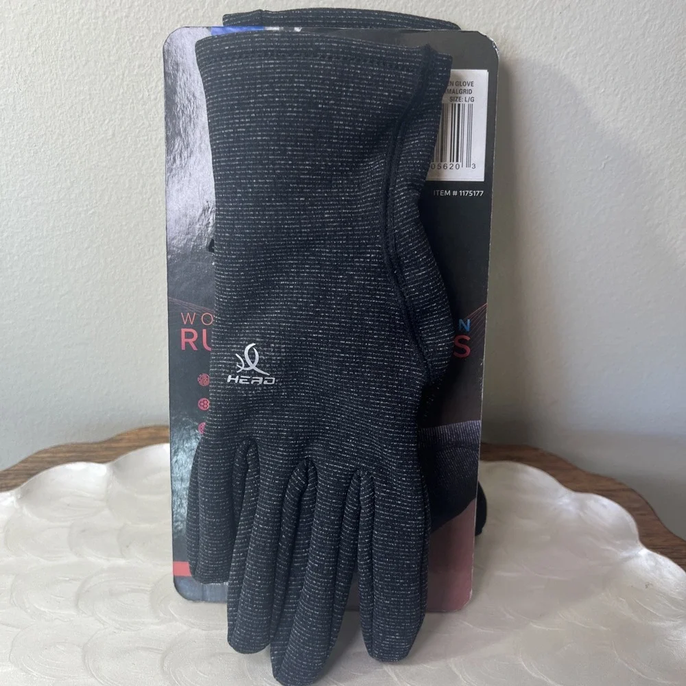 HEAD Women's Touchscreen Running Gloves ThermalGrid Heather Gray Size Large NEW